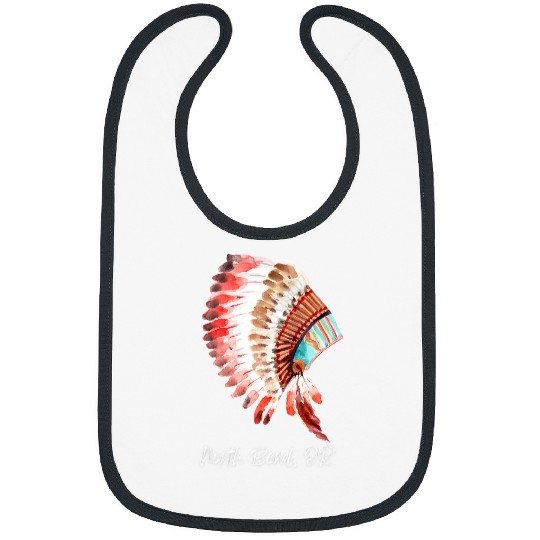 NorthBend Oregon Watercolor Native American Headdress Bibs