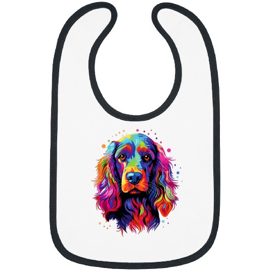 Watercolor Colorful English Cocker Spaniel Dog Bibs