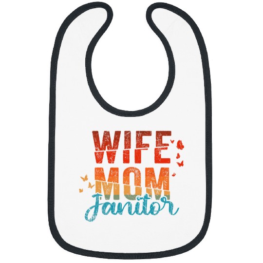 Wife Mom Custodian Cute Mothers Day Retro vintages Janitor 21 Bibs