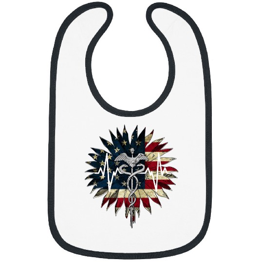 American Flag Nursing Student Sunflower RN ER CNA LPN Bibs