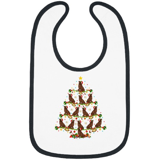 xmass Lighting Santa Newfoundland Dog Christmas Tree Bibs