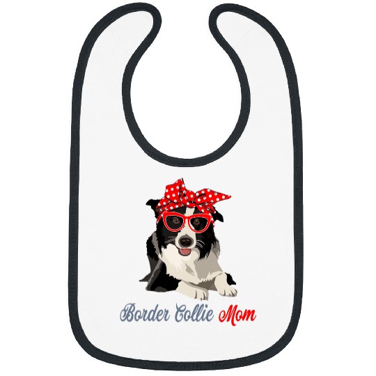 Womens Border Collie Mom Cute Border Collie With Headband Dog Lover Bibs