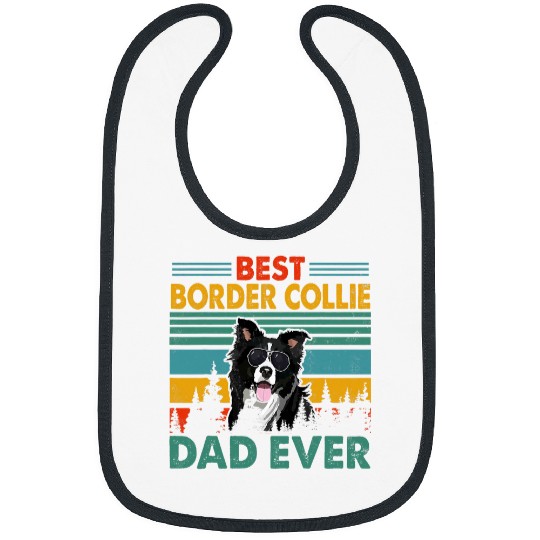 Vintag Retro bests Border Collie Dad Happy Fathers Day Bibs