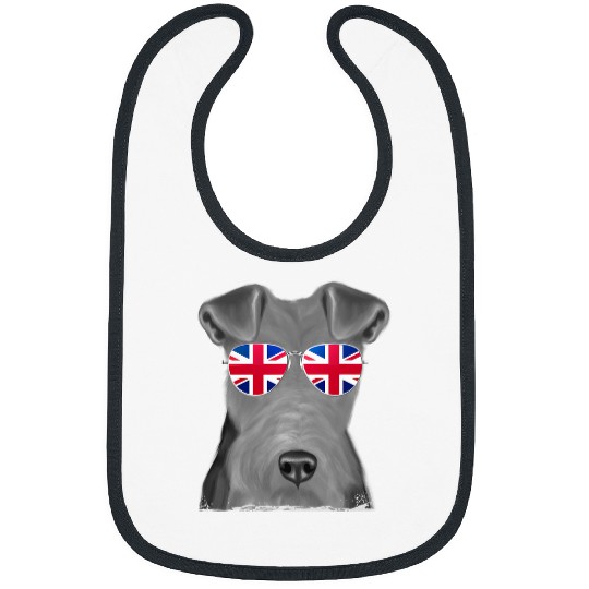 Wire Fox Terrier Dog Union Jack Sunglasses Bibs