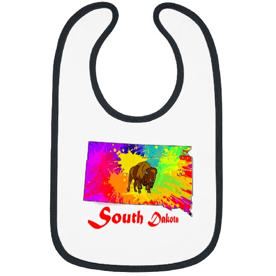 Mens State of South Dakota Watercolor Abstract Art Bibs