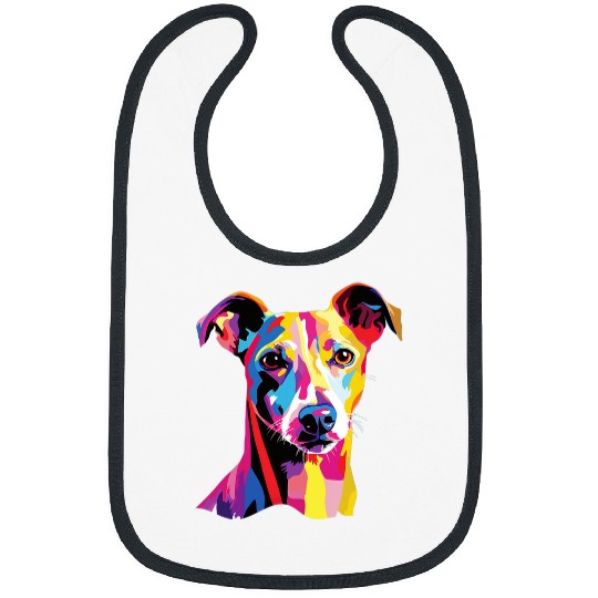 Watercolor Colorful Italian Greyhound Dogs Bibs
