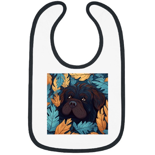 Newfoundland Dog Mom Dad Plant Lover Hiding in Leaves Bibs