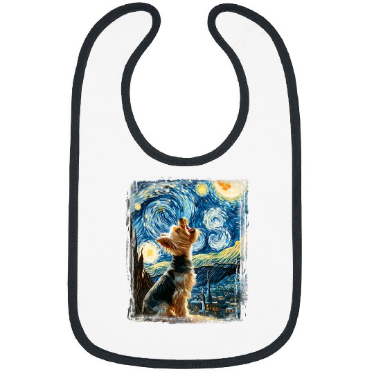 Yorkie Dog Artistic Van Gogh Starry Night Yorkshire Terrier Bibs