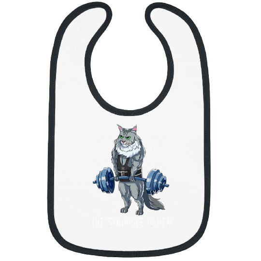 Struggle Is Real Maine coon Deadlift Fitness Bibs