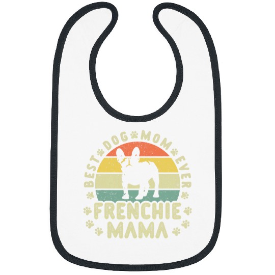 vintages French Bulldog Lover Paw Print Dog Mom Frenchie Mama Bibs