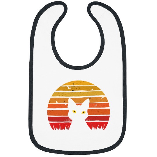 Retro Cat Meme Sunset vintages Design Style For Cat Lovers Bibs