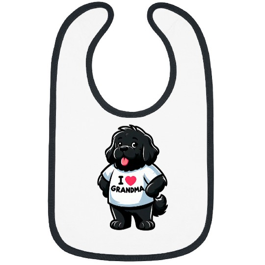 Newfoundland Dog I Love Grandma Funny Grandmother Bibs