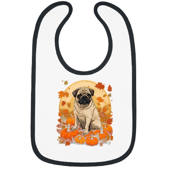Pumpkin Pug Dog Halloween Thanksgiving Bibs
