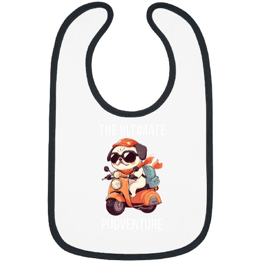 Pugventure on a Motorcycle Funny Cute Pug Bibs