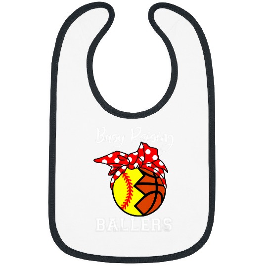 Womens Busy Raising Ballers Softball Basketball Mom Mothers Day Bibs