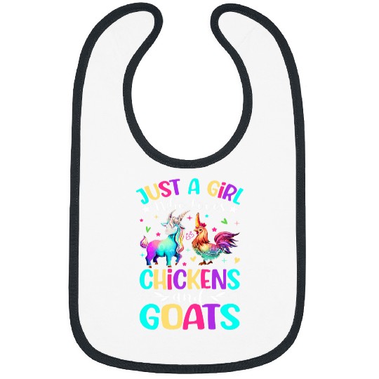 Just Girl Who Loves Chickens And Goats Female Farmer Animals Bibs