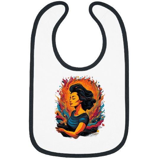Yoga Pose Meditation Lover Abstract Fiery Art Bibs