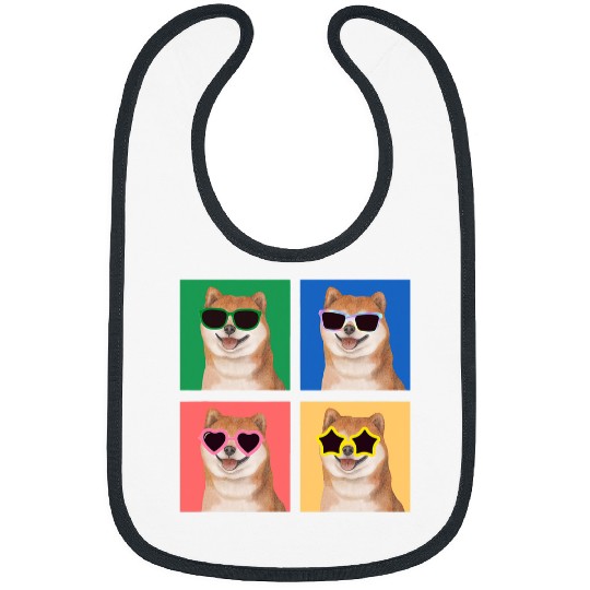 Dog Shiba Inu Cute Shiba inu Dog Lovers Colorful Retro Boys Girls Bibs