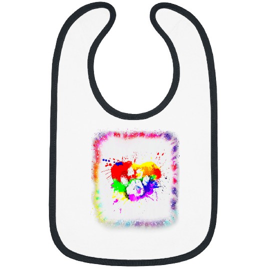 Watercolor Paw Dog Dad Mom Boy Girl Tie Dye Bleached Bibs