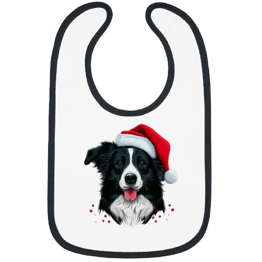 xmass Border Collie Santa on Christmas Border Collie Bibs