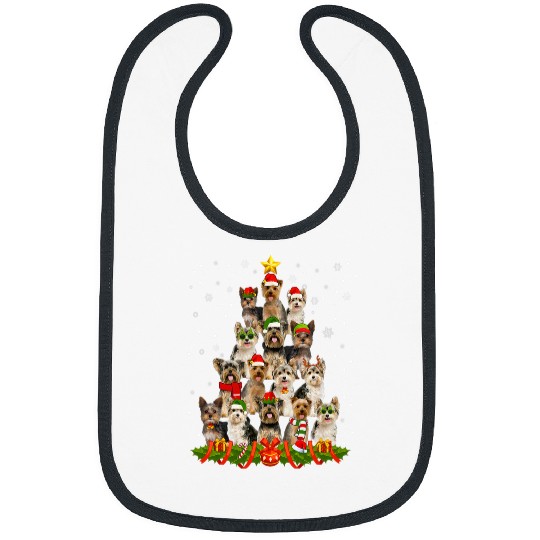 Yorkshire Terrier Dog Christmas Tree Santa Hat xmass Pajama Bibs
