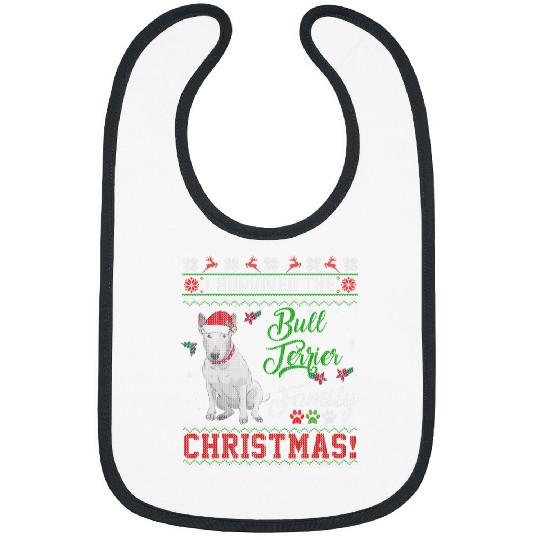 I Survived The Bull Terrier Dog Family Ugly Christmas Bibs