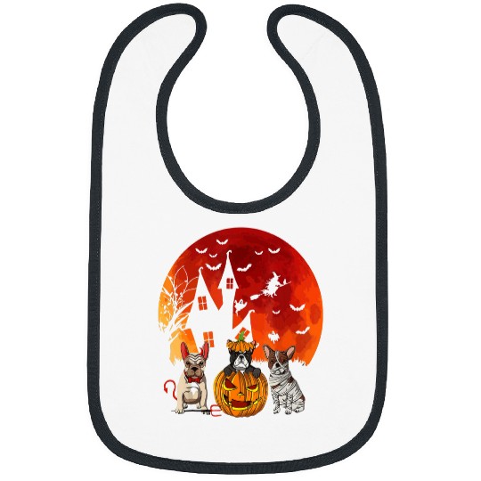 Witch Bulldog Dog Mummy Haunted House Halloween Spooky Party Bibs