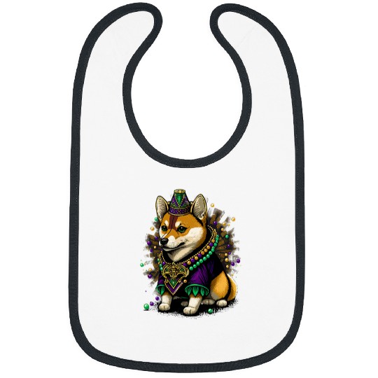 Dog Shiba Inu Mardi Gras King Queen Black and tan Shiba Inu Bibs