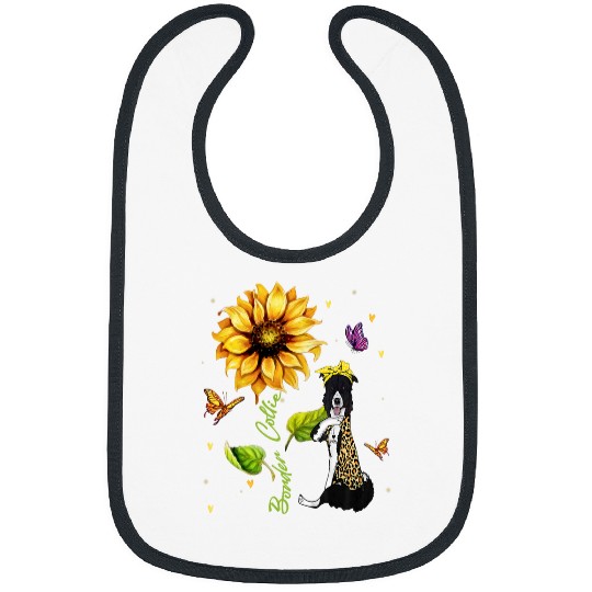 Womens Sunflower Border Collie Mom Dog Lover Bibs