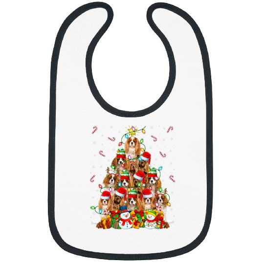 xmass Lighting Cavalier King Charles Spaniel Christmas Tree 2 Bibs