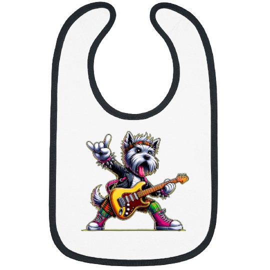 Rock Sign Punk Guitarist Scottish Terrier Dog Bibs