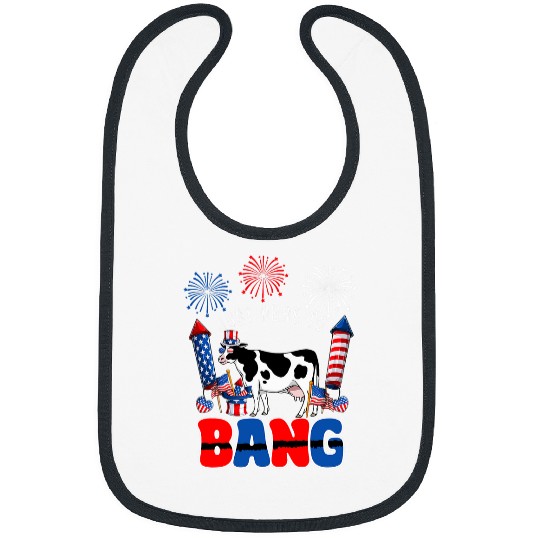 Just Here To Bang Funny Cow Sunglasses American Flag Bibs