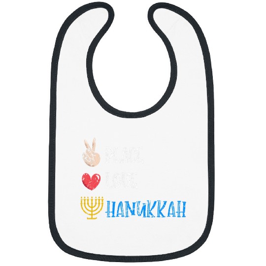 vintages Peace Love Hanukkah Jewish Menorah Candle Art Bibs