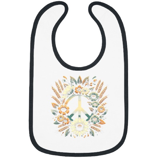 vintages Peace Symbol Sunflower Wheats Floral Blossom Bibs
