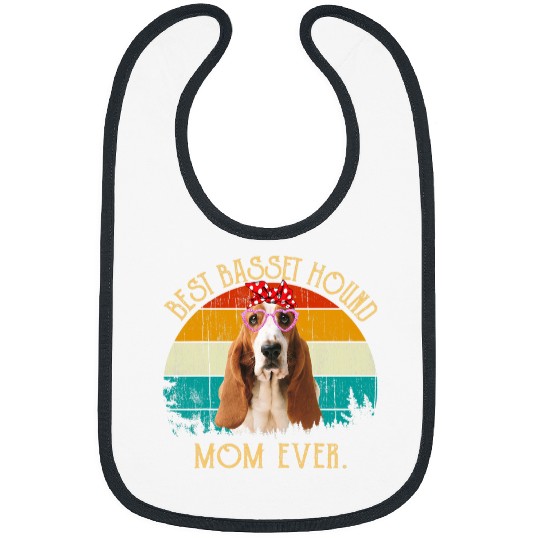vintages Retro Mama Mothers Day bests Basset Hound Mom Ever Bibs