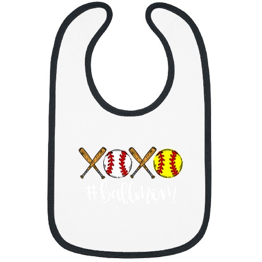 XOXO Ball Mom Baseball Softball Mothers Day bests Mom Ever Bibs