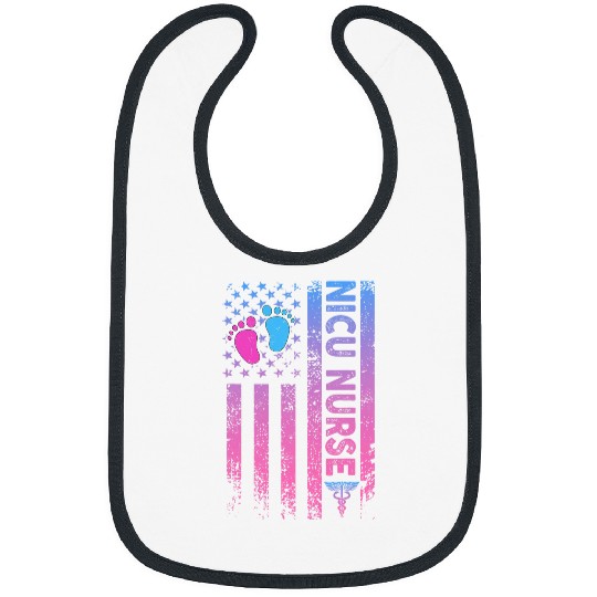 American Flag Neonatal Nursing Student Patriotic Nicu nurses 2 Bibs