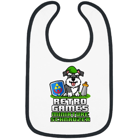 Retro Games Miniature Schnauzer Miniature Schnauzer for Gamers Bibs