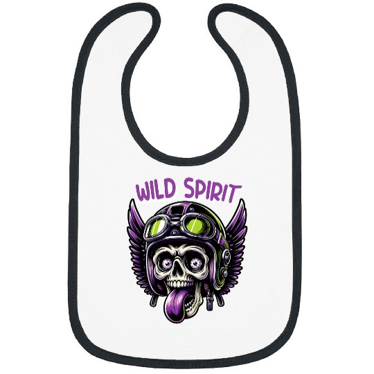Wild Spirit Motorcycle Skeletons Biker Graphic Design Bibs