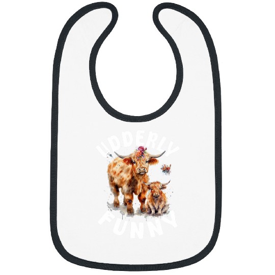 Udderly Funny Scottish Highland Cow Lover Outfit Farmer Bibs