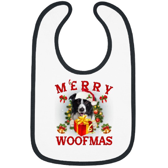 Merry Woofmas Border Collie Christmas Ornaments Bibs