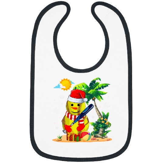 Santa Softball Ball Sunglasses xmass Lights Christmas In July Bibs