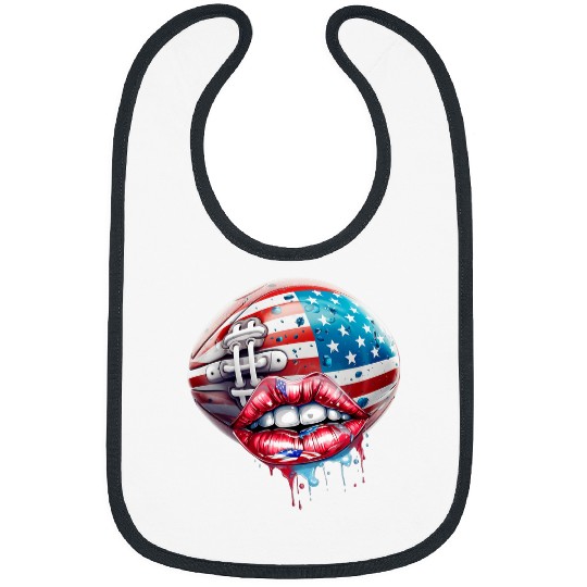 Patriotic Football 4th of July USA American Flag 1 Bibs