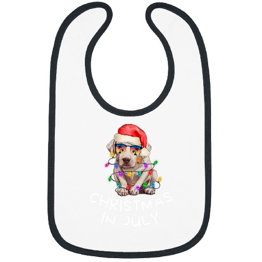 Yellow Lab Mom Dad and Christmas in July Dog Bibs