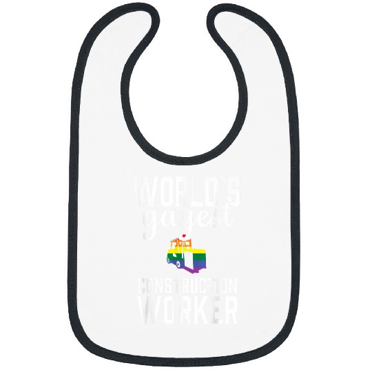 Gay Construction Worker Contractor LGBT Pride Rainbow Funny Bibs