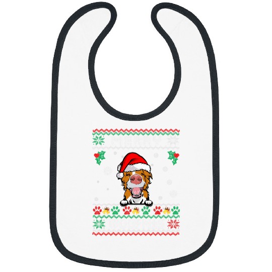 Merry Woofmas Border Collie Dog Ugly Christmas Sweater xmass 1 Bibs
