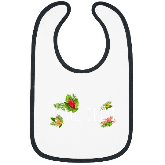 Nail Tech Quote Work Uniform Flower Floral Tropical Bibs