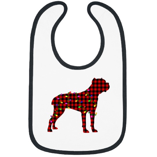 Red Plaid Buffalo Cane Corso Christmas Pajamas Bibs