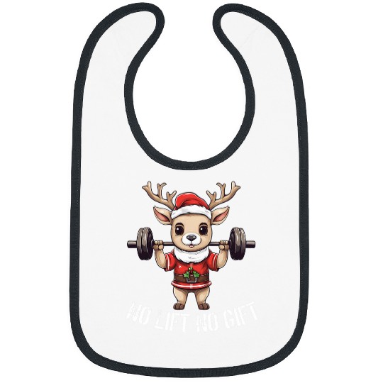 No Lift No Gift Weightlifting Fitness Christmas Reindeer Bibs