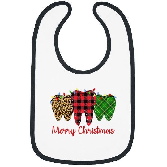 three th merry xmass christmas buffalo leopard plaid cool Bibs